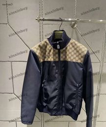 Xinxinbuy Men Designer Coat Jacket GU Panelled Double Letter Jacquard Fabric Long Sleeves Women Black M-3XL