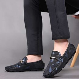 Trendy Leather Driving for Men Summer Breathable Men's Loafers Soft Moccasins Comfort Slip-on Male Casual Boat Shoes