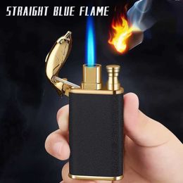 Metal Creative Dragon Crocodile Tiger Dolphin Double Fire Lighter Blue Flame Windproof Open Fire Conversion Lighter Unusual Gift