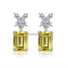 Stud Desire Vintage 925 Sterling Silver Emerald Cut Created Moissanite Gemstone Drop Dangle Earrings Fine Jewellery Wholesale YQ240110