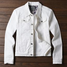 Men's White Denim Jacket Fashiona Short Style Slim Fit Streetwear Spring Autumn Coat Yellow Red Black army green Jean 240109