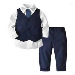 Clothing Sets Boys' Spring Tie Shirt Vest Crawler Suit Baby Clothes Children Gentleman Set Three-Piece