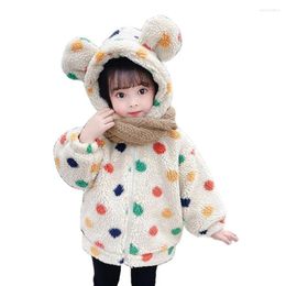 Jackets Girls Coat Dot Pattern Fur Coats Kids Casual Style Toddler Clothes Girl