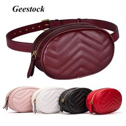 Geestock Fashion Women Waist Packs Bag for PU Leather Round Belt Bag Female Luxury Fanny Pack Crossbody Chest Bags Woman Handbag 240110