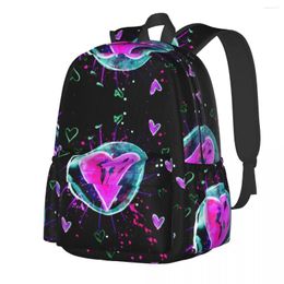 Backpack Neon Hearts Graffiti Boy Abstract Geometric Large Backpacks Funny High School Bags University Colourful Rucksack