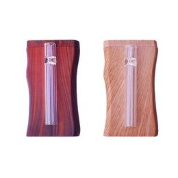 Handmade ABS Wooden Dugout Stash Case Box With Clear Glass One Hitter Pipe Bat Smoking Accessories Philtre Digger Cigarette Pipes