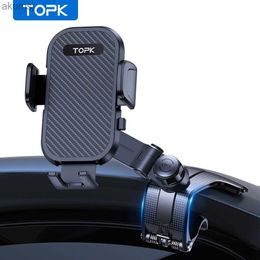 Cell Phone Mounts Holders TOPK Car Phone Holder Stand Universal Dashboard Car Clip Mount GPS Bracket Car Mobile Phone Support in Car For Samsun YQ240110