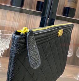 Women's leather clutch bag caviar lamb bag Luxury designer clu tch ba