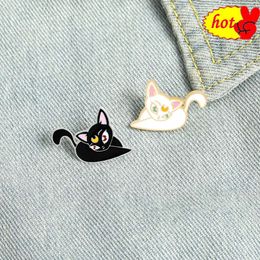 Cat Couple Enamel Pins Custom Myth Dinosaur Brooches Bag Clothes Lapel Pin Badge Animal Jewelry Gift for Kids Friends