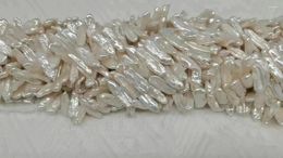 Loose Gemstones Wholesale Center Drilled 10 20mm Biwa Irregular Shape Freshwater Pearl Strand