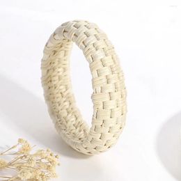 Charm Bracelets ALLYES Wood Bamboo Rattan Weave Bangle Bracelet For Women 2024 Bohemian Chunky Round Handmade Wrist Jewellery Gifts