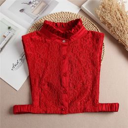 Lace Cut Out Mock Collar Shirt Women Stand Up Wine Red Sweater Autumn Winter 240109