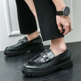 Classic Black Leather Men's Dress Business Platform Loafers Man Formal Fashion Slip-on Casual Men Office Shoes