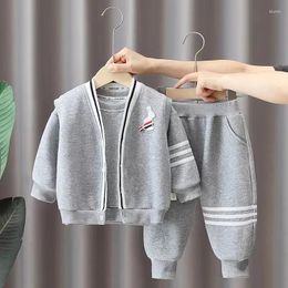 Clothing Sets Spring Autummn Boutique 3PCS Outfits Sleeveless Cardigan Vest Coat Long Sleeve T-Shirt Pants Suit Baby Boys 1-5T Clothes