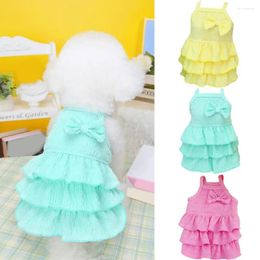 Dog Apparel Dress Adorable Pet Layered Hem Bowknot Puppy Clothes Clothing Skirt For Small Medium Dogs