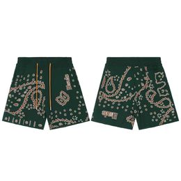 23ss Designer Rhodes Spring/Summer 1:1 High Quality Hip Hop Cashew Flower Jacquard Letter Men's and Women's Hooded Knitted Loose Casual Shorts 100% Wool High end Shorts3