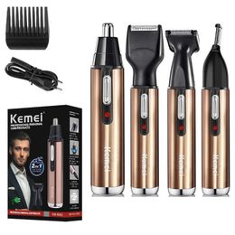 Keimei 4in1 Rechargeable epilator women/men grooming kit electric eyebrow face shaver hair trimmer for nose and ear trimmer 240109