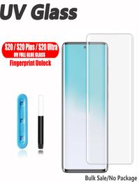 Fingerprint Unlock UV Liquid glue Full Glue 3D Tempered Glass Screen Protector For Samsung Galaxy S20 S20 S20e 2020 edition2278494