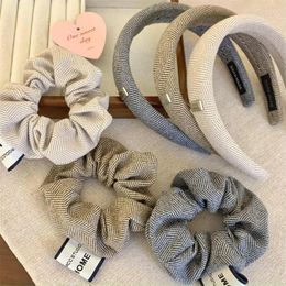 Hair Clips Temperament Plaid Minimalist Morandi Series Bands Large Scrunchies Rings Wash Face Headbands Accessories