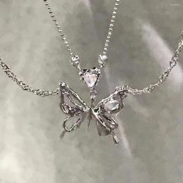 Pendant Necklaces Double Butterfly Necklace Female Instagram Niche Design High-Grade Sense Punk Cool Wind 2024 Style