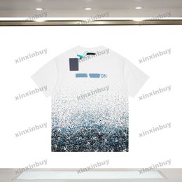 xinxinbuy 2024 Men designer Tee t shirt Gradient letter printing 1854 splash ink women black white Grey green black S-2XL