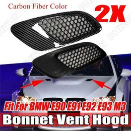 New 2PCS Carbon Fibre Look Engine Front Bonnet Hood Vent Air Intake Cover Fit for BMW E90 E91 E92 E93 M3 Type 2007-2011 2012 2013