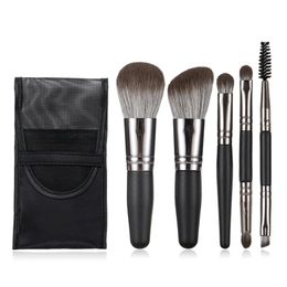 Brushes 5pcs Mini Makeup Brushes Set Powder Foundation Blush Highlighter Contour Eye Shadow Eyebrow Lash Portable Cosmetic Brush