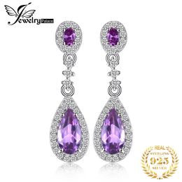 Earrings JewelryPalace 3.9ct Created Alexandrite Sapphire 925 Sterling Silver Drop Earrings for Woman Fashion Trendy Fine Jewellery Gift