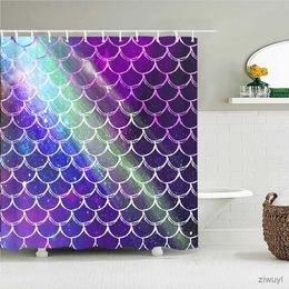 Shower Curtains Colorful Mermaid Bath Curtain Waterproof Fabric Shower Curtains Fish-scale pattern Bathtub Screen for Bathroom Home Decor