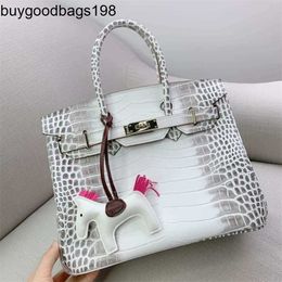 Himalayans Handbags Womens Bags 2024 New 30 Only Same Genuine Leather Himalayan White Crocodile Pattern Bag Womens One Shoulder