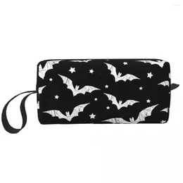 Cosmetic Bags Distressed Bats Pattern Makeup Bag For Women Travel Organiser Kawaii Halloween Goth Occult Witch Storage Toiletry