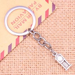 Keychains 20pcs Fashion Keychain 20x8mm Grandfather Clock Antique Pendants DIY Men Jewelry Car Key Chain Ring Holder Souvenir For Gift