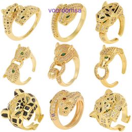 High Quality Carter 18k Gold Holiday Gift Ring Jewellery Women's New Hip Hop Accessories Exaggerate Personality Leopard Creative Sweet With Original Box