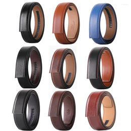 Belts No Buckle 3.5cm Width Cowskin Genuine Leather Belt Men Without Automatic Strap Male Black Brown Blue Gray White B509