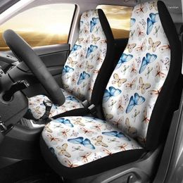 Car Seat Covers White Watercolour Butterfly Pattern Set Universal Bucket For Most And SUV Models