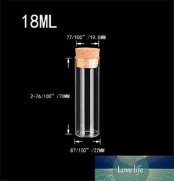 22x70mm 18ml Empty Glass Transparent Clear Bottles with Cork Stopper Glass Vials Jars Packaging Bottles Test Tube 100pcslot7845691