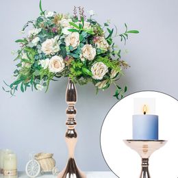 with flower)Gold Centrepieces Wedding Candle Holder Flower Stand Vase Rack Decor artificial flower art table place hydrangea rose shelf decoration flowers