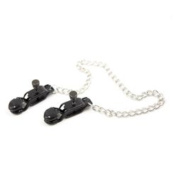 Metal Breast Bondage Clip Black Stainless Steel Nipple Clamps With Chain Silica gel pad1096407