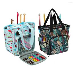 Storage Bags Durable Handle Knitting Tool Bag Multiple Pockets Large Capacity Sewing Machine Zipper Pocket Pen Slots Bible Case