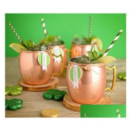 Mugs 50Pcs 530Ml 18Oz Copper Mug Stainless Steel Beer Cup Moscow Me Rose Gold Hammered Plated Drink Ware Drop Delivery Home Garden K Dhamk