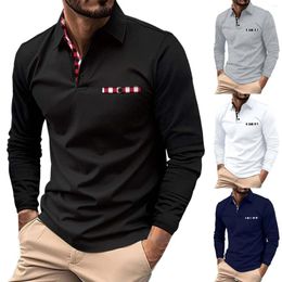 Men's T Shirts Fashion Spring And Autumn Casual Long Sleeve Button Solid Colour Shirt Beaded Turtleneck Men Graphic