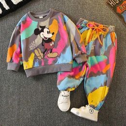 Dress Kids Mouse Leggings Tshirt Twopiece Sets Cartoon Printing Sports Set 2023 Fall Girls Boys Toddler Cotton School Clothes