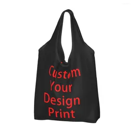 Shopping Bags Custom Your Design Bag Women Portable Large Capacity Groceries Customized Printed Shopper Tote