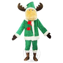Halloween Adult size Christmas Green Reindeer mascot Costume for Party Cartoon Character Mascot Sale free shipping support customization