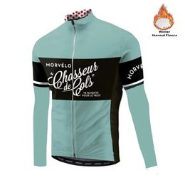 Morvelo Winter Thermal Fleece Men's Cycling Jersey long sleeve Ropa ciclismo Bicycle Wear Bike Clothing maillot Ciclismo 240109