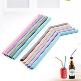 Flexible Reusable Silicone Drinking Straw Straight Bent Food Grade Silicone Straw For Home Party Wedding Bar Drinking Tools Tube D246R