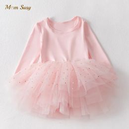 Baby Girl Princess Sequins Ballet Tutu Dress Long Sleeve Infant Toddler Child Tulle Vestido Party Dance Baby Clothes 1-5Y 240109