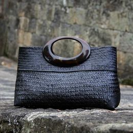Totes New style braided women's bag rattan str leisure holiday handbag blackcatlin_fashion_bags