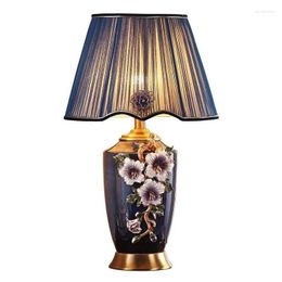 Table Lamps Luxury Chinese Style Ceramic Enamel Lamp Bedroom Bedside Suspension Luminaire