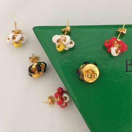 bottegaly venettaly BV23 Flower Enamel Earrings for Women with High Grade Sweet Temperament Dropping Flower Contrast Color Earrings